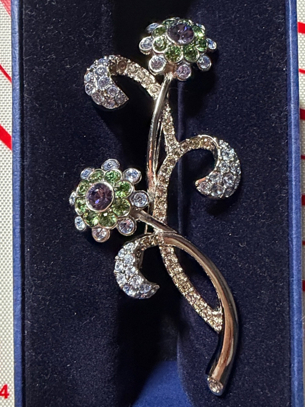 Swarovski Stamped Floral Brooch